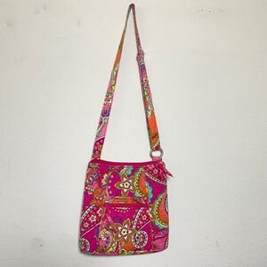 Vera Bradley Quilted Crossbody Bag Pink Paisley Floral Hippie Boho Whimsical